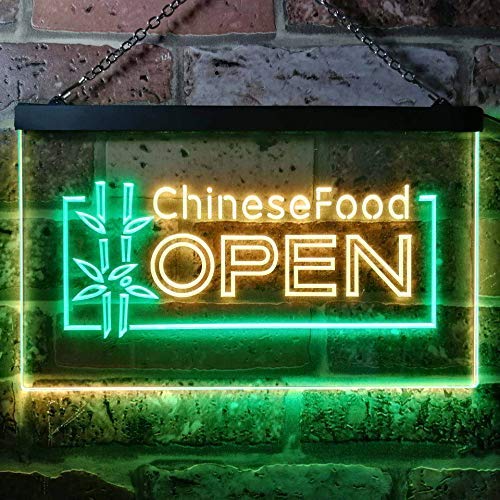 Open Restaurant Chinese Food Dual LED Neon Light Sign
